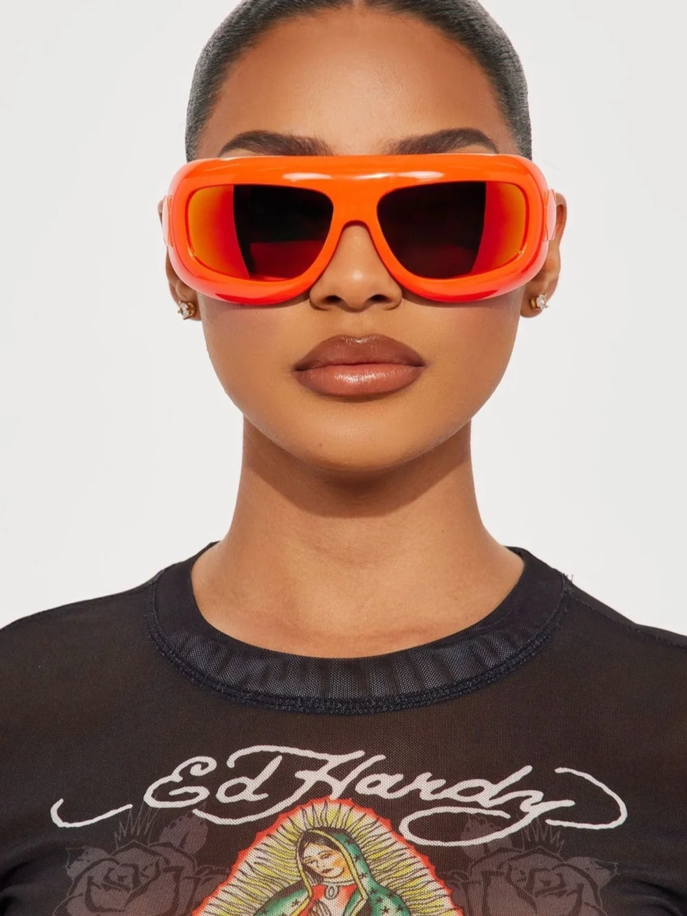 Bold Orange Shield Sunglasses - Picture 1 of 2